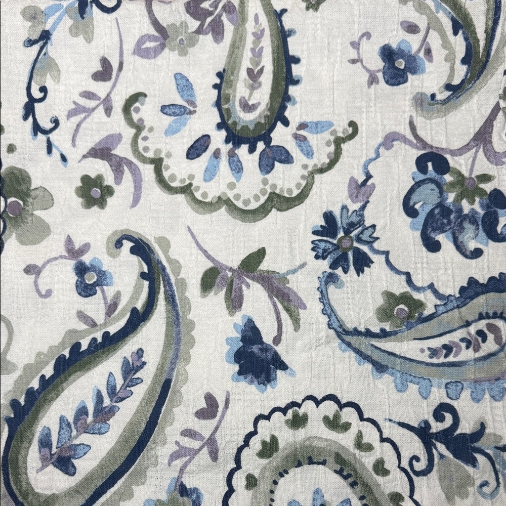 Shower Curtain in Blue & Green Floral and Paisley with hooks